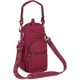 sportsnew Water Bottle Holder with Strap 32oz 40oz Insulated Water Bottle Carrier Sling Bag with Phone Pocket Water Bottle Sleeve for Walking Hiking - Color: Red