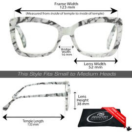 proSPORT Women Cat-Eye Reading Glasses Full Lens Readers +2.75 White Marble Frame NOT BIFOCAL