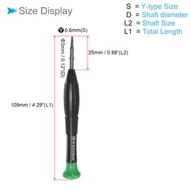 CoCud Tiny Tri-point Screwdriver, 0.6mm Size 109mm Length, Steel Y-Head Screw Driver with Swivel Lid Non-Slip Grip - (Applications: for Eyeglasses Watches Electronics Computer), 2pieces