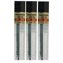 Pentel 0.5mm Size 2H Shade Hardness Pencil Refill Replacement Spare Leads Hi Pollymer Super for Automatic & Mechanical Pencils (Pack of 3 Tubes - 36 Pieces)