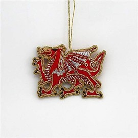 - Welsh Dragon - Zardozi Embroidery - Christmas Ornament