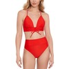 Salt + Cove Women's V-Neck Lace-Up-Back Midkini Top (Vermillion, Small)