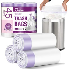 JOYEUX Small Trash Bags 4 Gallon - Drawstring Small Garbage Bags, White Mini Trash Can Liners for Bathroom, Bedroom, Office, Faint Scented, 45 Count