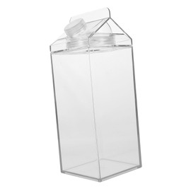 Garneck 1900Ml Transparent Milk Carton Water Bottle Leakproof Reusable Juice Container Portable Large Capacity Silicone Cup for Home Use