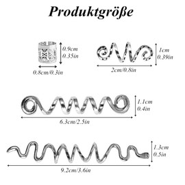 Pack of 28 Dreadlocks Jewellery Hair Spiral Clips, Adjustable Metal Cuffs Hair Braiding Beads Hair Accessories Braids Accessories for Women Men Braids Decoration (Silver)