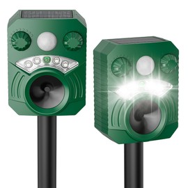 Solar Ultrasonic Cat Deterrent Outdoor – Motion Activated Deer Repellent Waterproof, Animal Repeller for Squirrel, Skunk, Racoon, Rabbit – Yard, Garden & Farm Protection