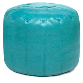 zefen Round Faux Leather Ottoman Chic Footstool Ottoman with Style, Storage Solution for Living Room Furniture. Moroccan-Inspired Design & Intricate Stitching in Removable High-End Cover