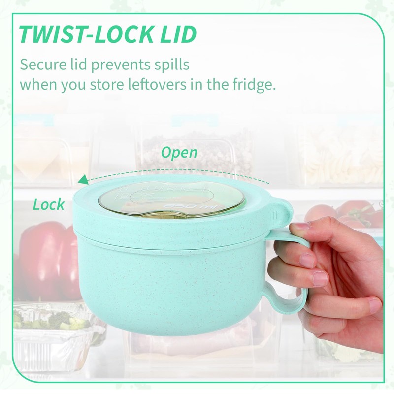 4 Pcs Microwave Ramen Bowl Microwavable Instant Soup Cups with