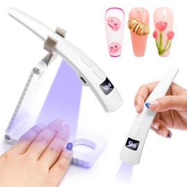 UV Nail Lamp for Gel Polish LEDSUUEI, [2-in-1Dual-Zone] Handheld UV Light for Gel Nails, 400mAH Rechargeable Portable LED Display Nail Lamp Fast Flash Cure Nail Dryer for DIY Deco Manicure Home Travel