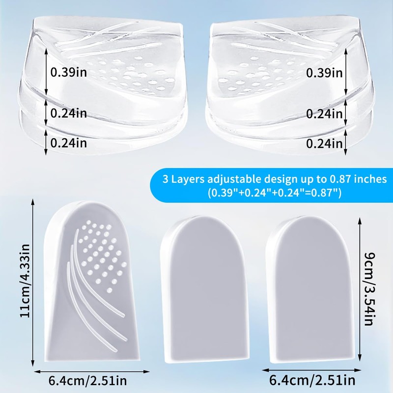 3-Layers Overpronation Insoles, Adjustable Heel Wedge Corrective Inserts, Correct Excessive