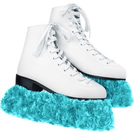 Gemscream Ice Skate Guards Fuzzy Ice Skate Soakers Skate Guards Hockey Soakers for Figure Skates Skate Guards for Girls Boys Youth Women Men Adult(L Size,Blue Green)