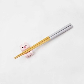 Ishida 15513 Chopsticks and Chopsticks Rest Set, Hasimaluz Painted Chopsticks and Cute Pig Chopsticks Rest