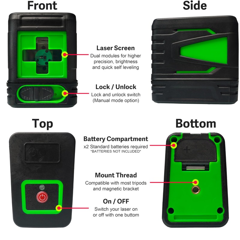 Laser Level 360 Self-Leveling Cross Lines for Horizontal and Vertical