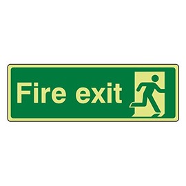 300mmx100mm Photoluminescent Final Fire Exit Man Right Sign