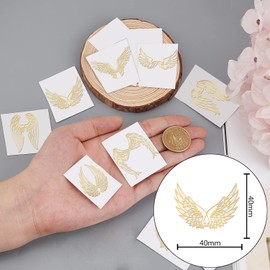 OLYCRAFT 9pcs 1.6"x1.6" Angel Wing Theme Stickers Wing Stickers Self Adhesive Gold Brass Stickers Metal Gold Stickers for Scrapbooks DIY Resin Crafts Phone & Water Bottle Decoration
