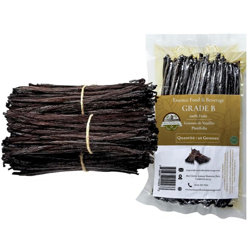 50 Vanilla Beans Bulk Grade B for Making Vanilla Extract,