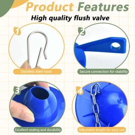 Toilet Flapper Replacement kit 2 inch ，Silicone Stopper Flapper Repair Parts with Toilet Flush Chain Compatible with American Standard Toilet Tank (Blue)