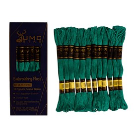 UMC STAG 12 madejas de algodón egipcio 189/3850 de alta calidad, para bordar, punto de cruz, Oeko Tex, trenzado, color verde mar 189