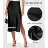 Amy Babe Womens Satin Silk High Waist Slit Midi Skirt