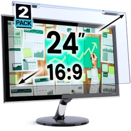 VINTEZ Blue Light Screen Protector for 24 Inch Computer Monitor and Laptop – Anti-UV Blue Light Blocking Film for Desktop PC, Eye Protection Filter, 21.2" x 12.6", 2 Pack