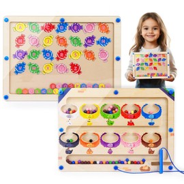 Aeocidy 2 in 1 Montessori Toy Magnetic Game Labyrinth from 2 3 4 5 Years, Educational Toy Gift for Girls Boys