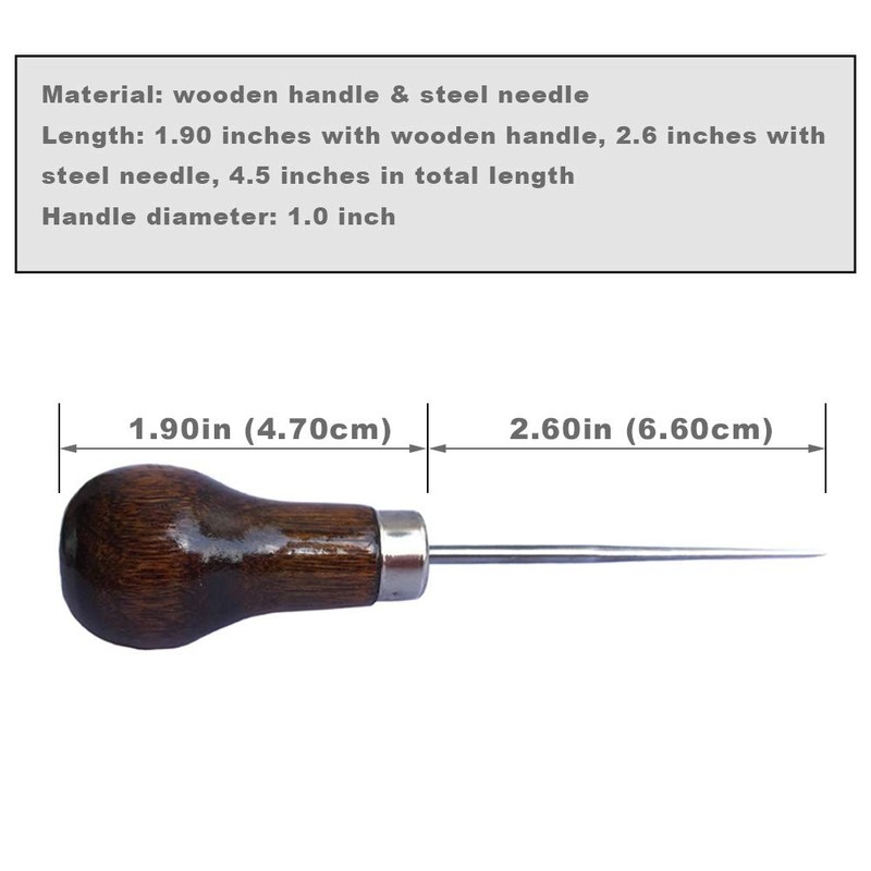 ZLKSKER (Pack of 2) Wooden Handle Scratch Awl for Leather