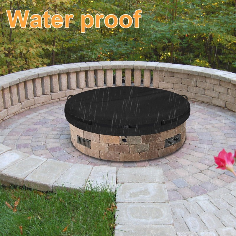 Outdoor Round Built in Stone Fire Pit Cover, 600D Quality