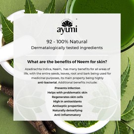 Ayumi Neem & Tea Tree Face Cream, Balanced Blend of Moisturisers & Moringa Oil to Maintain Hydration For Oil-Prone Skin, With Witch Hazel & a Hint of Nettle - 2 x 100ml