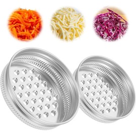 2 Pcs Mason Jar Grater Lid,Multipurpose Mason Jar Cheese Grater Lid Wide Mouth and Narrow Mouth, Reusable Mason Jar Cheese Shaker Lid, Practical Stainless Steel Mason Jar Shaker Lids