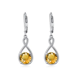 SEIYANG Infinity Earrings 925 Silver Hanging Hoop Earrings Dangle Women with 5A Cubic Zirconia Birthstone for Women Birthday Jewellery Gift for Her, 925