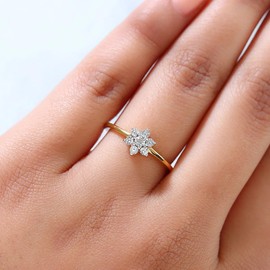 TJC Floral Ring 925 Sterling Silver Rings for Women White Diamond with Platinum, Yellow Gold, or Rose Gold Plating | Prong Setting | Ladies Rings with Gift Box