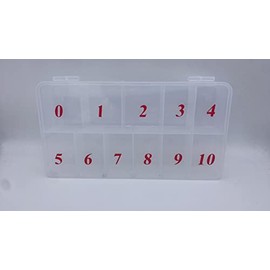 Spontaneous Beauty 11 Space/Cell Nail Art Tip Storage Organizer Box Case | False Nail Tips, Vitamins, Accessories, 11 sections (Large 11 Cell | Sections, Frosted Color Plastic with Red Numbers)