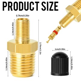 UESDU 4 Pcs Brass Air Inflator Adapter, Schrader Valve with 1/4" Male NPT Air Compressor Tank Fill Valve Tyre Inflator Valve Connector