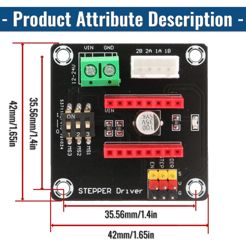 Hapivida Stepper Motor Driver, Compact Precision 3D Printer Stepper Motor