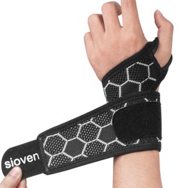 Sioven Wrist Support for Mild Carpal Tunnel, Tendonitis, Sprains - Wrist Brace Adjustable Compression Hand Support Right Hand or Left Hand, Wrist Supports Strap For Women Men (1 Pair, One Size)