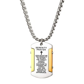 OIDEA Necklace with Jesus Dog Tag Cross Pendant: Dog Tag Prayer Bible Cross Pendant Stainless Steel for Men Women Jesus Vintage Crucifix with Chain Wheat Chain Gold/Black/Silver, Stainless Steel