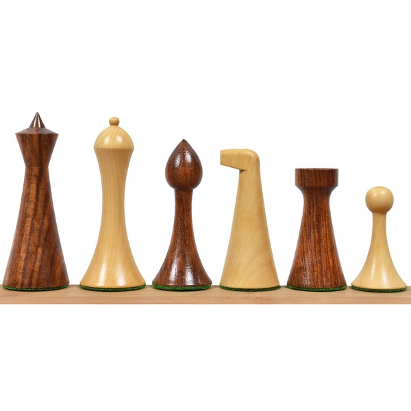 Royal Chess Mall Herman Ohme Minimalist Chess Pieces Only Chess Set, Golden Rosewood and Boxwood Wooden Chess Set, 3.6-in King, Weighted Chess Pieces (1.9 lbs)