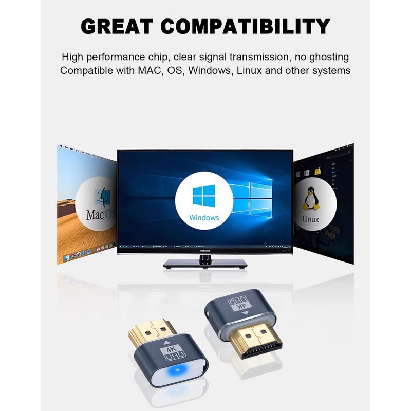 Duttek 4K HDMI Dummy Plug - Virtual Monitor Display Emulator