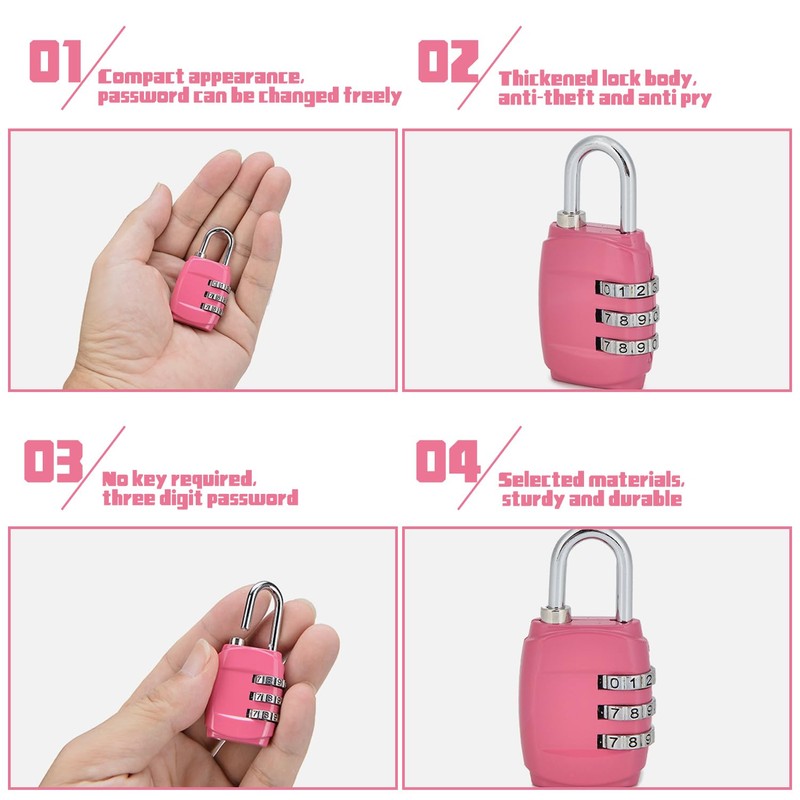 4 Pcs Luggage Locks, Small Padlocks for Suitcase, Travel Security