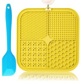 Almohadilla para lamer perros, alfombrilla de comida para perros con ventosas (amarillo)