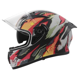 Full Face Motorcycle Helmet DOT Certified – Lightweight ABS Shell, Street Bike Model with Sunshield & Clear Visor, Ventilation System, Removable Liner for Men & Women(Blaze Orange, Large)