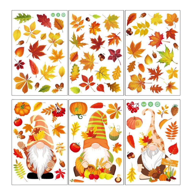 Autumn Window Stickers, 93Pcs Autumn Decorations Double-Sided Stickers, Fall Maple