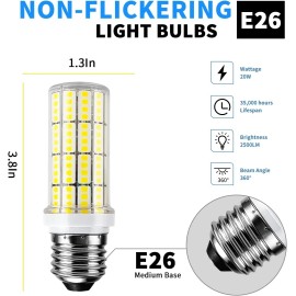 NS E26 LED Corn Light Bulb 200w Equivalent 2500 Lumen 5000K White 20W Pack of 6.