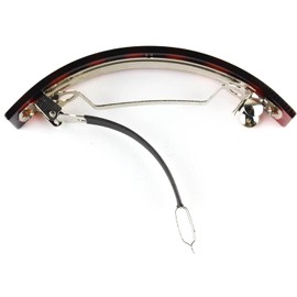 Mytoptrendz® 2 PCS Large Long Wide Curved Hair Barrettes Clip Slide French Design Automatic Hairpin Strong Hold Non-Slip Rubber Grip(Tortoise Shell Dark Brown 1 in Each Shape)