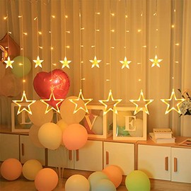 DAHAN Guirnaldas Luminosas Estrellas Cortina Luces, 12 Estrellas 138 Pcs LED, 8 Modos de Iluminación Para Balcón, Ventana, Pared, Escaparate, Boda, Fi