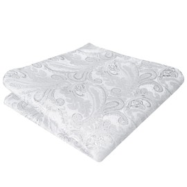 Alizeal Mens Gradient Paisley Bow Tie Pre Tied Pocket Square Cufflinks Set, Shiny silver