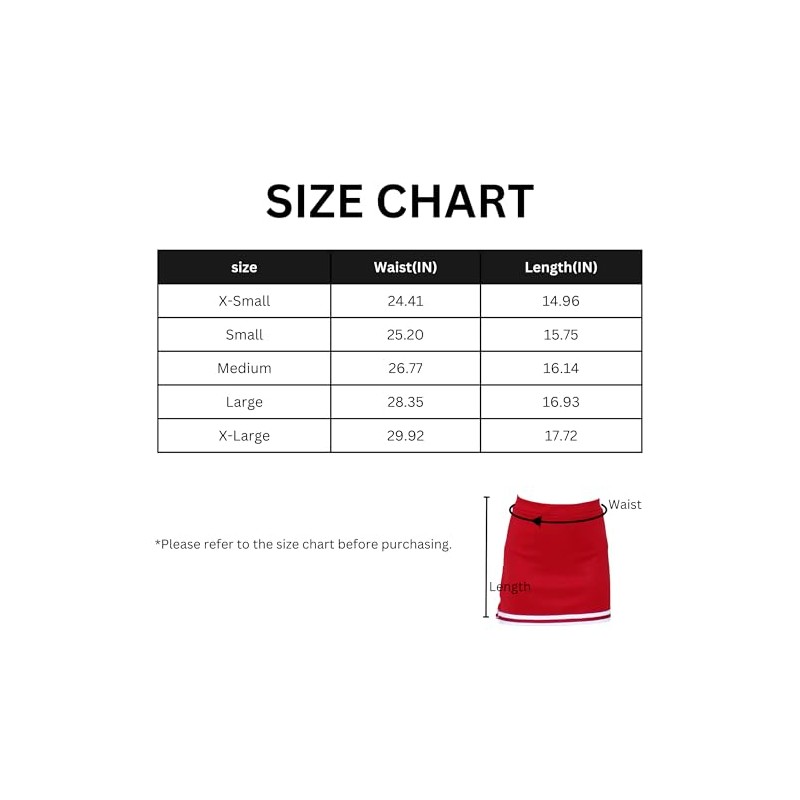 Danzcue Falda de uniforme de animadoras para mujer, Escarlata/Blanco, XS