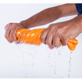 Super Chamois - Extra Large 20" X 27" Super Absorbent Cleaning Cloth - 6 Pack Orange Shammy - Holds 10x It's Weight in Liquid