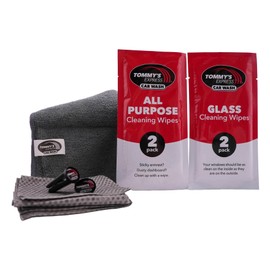 Tommy's Express Interior Detail Kit - Microfiber Cloth, 2 Shop Towels, 2 All-Purpose Wipes, 2 Glass Streak-Free Wipes and 2 Signature Tommy's Clean Car Scent Vent Air Fresheners (9 Piece Set) (3)