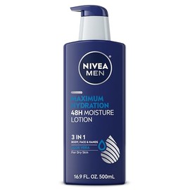 NIVEA Men Maximum Hydration Lotion for Dry Skin, 3 in 1 Body, Face and Hands Sea Minerals 16.9 Ounce